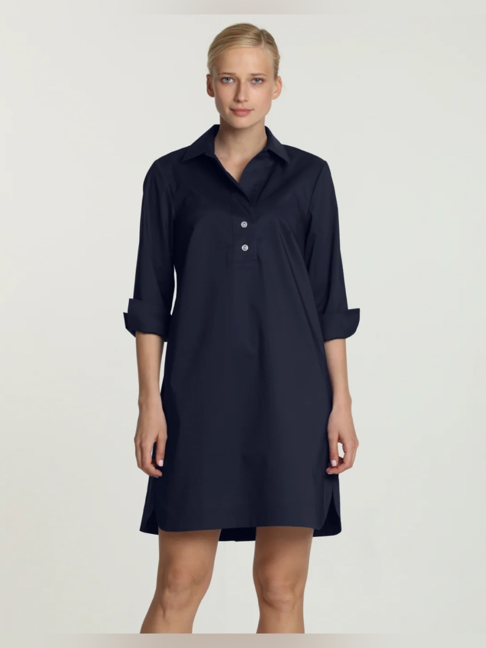 Hinson Wu Aileen 3/4 Sleeve Button Back Dress. NAVY. Size medium.